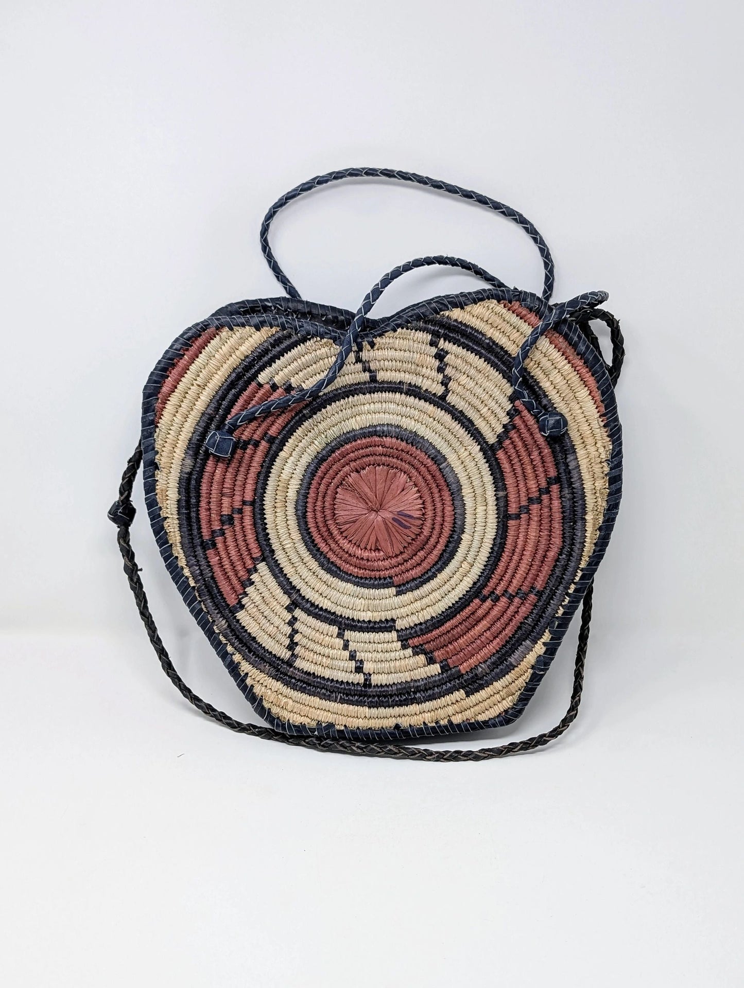 Heart Raffia/Leather Handbag - Multiple Colors
