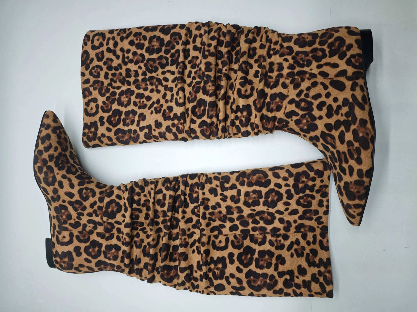 Noella Slouch Knee High Flat Boots - Leopard