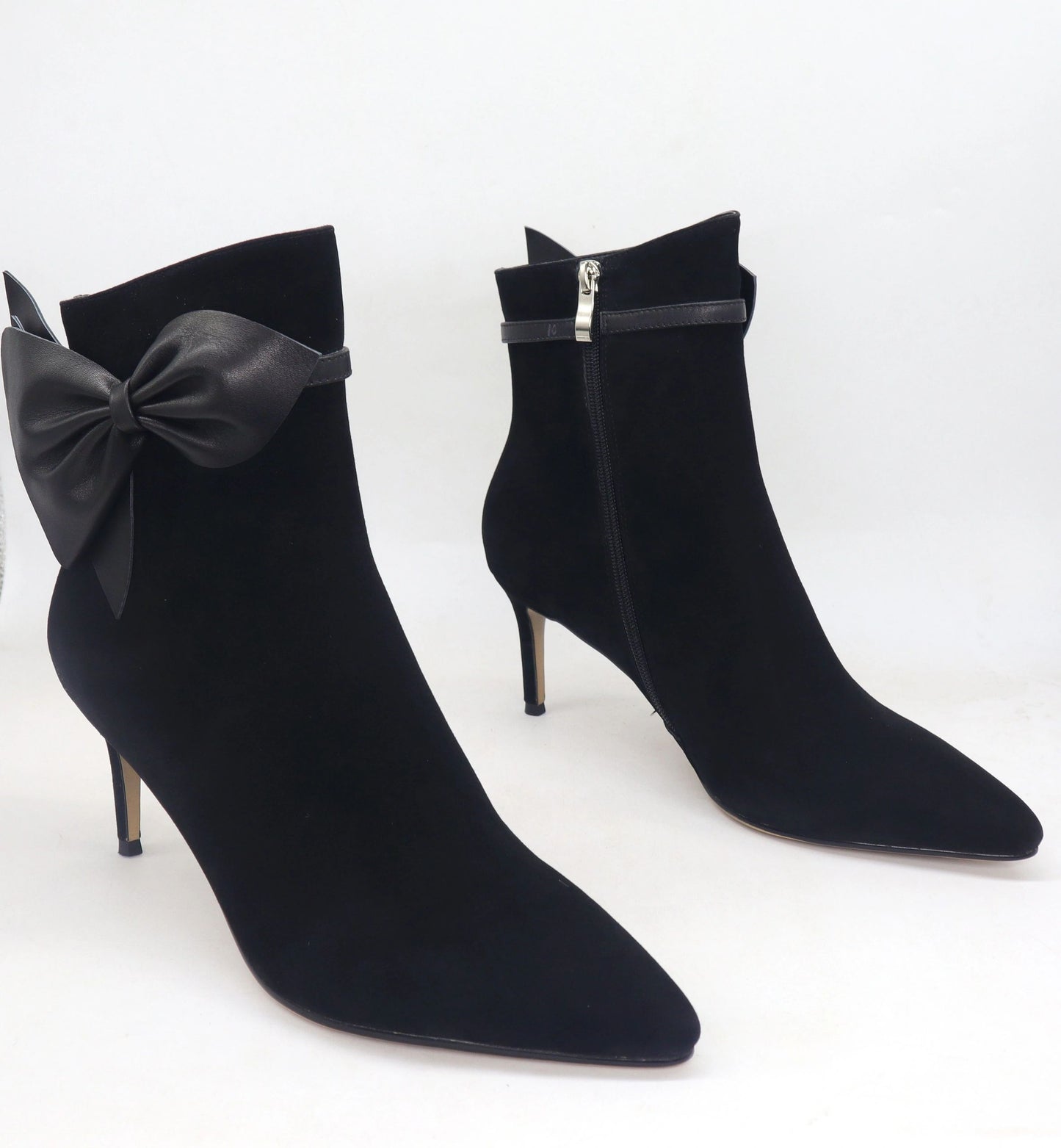 Vangel Bow Ankle Booties - Black