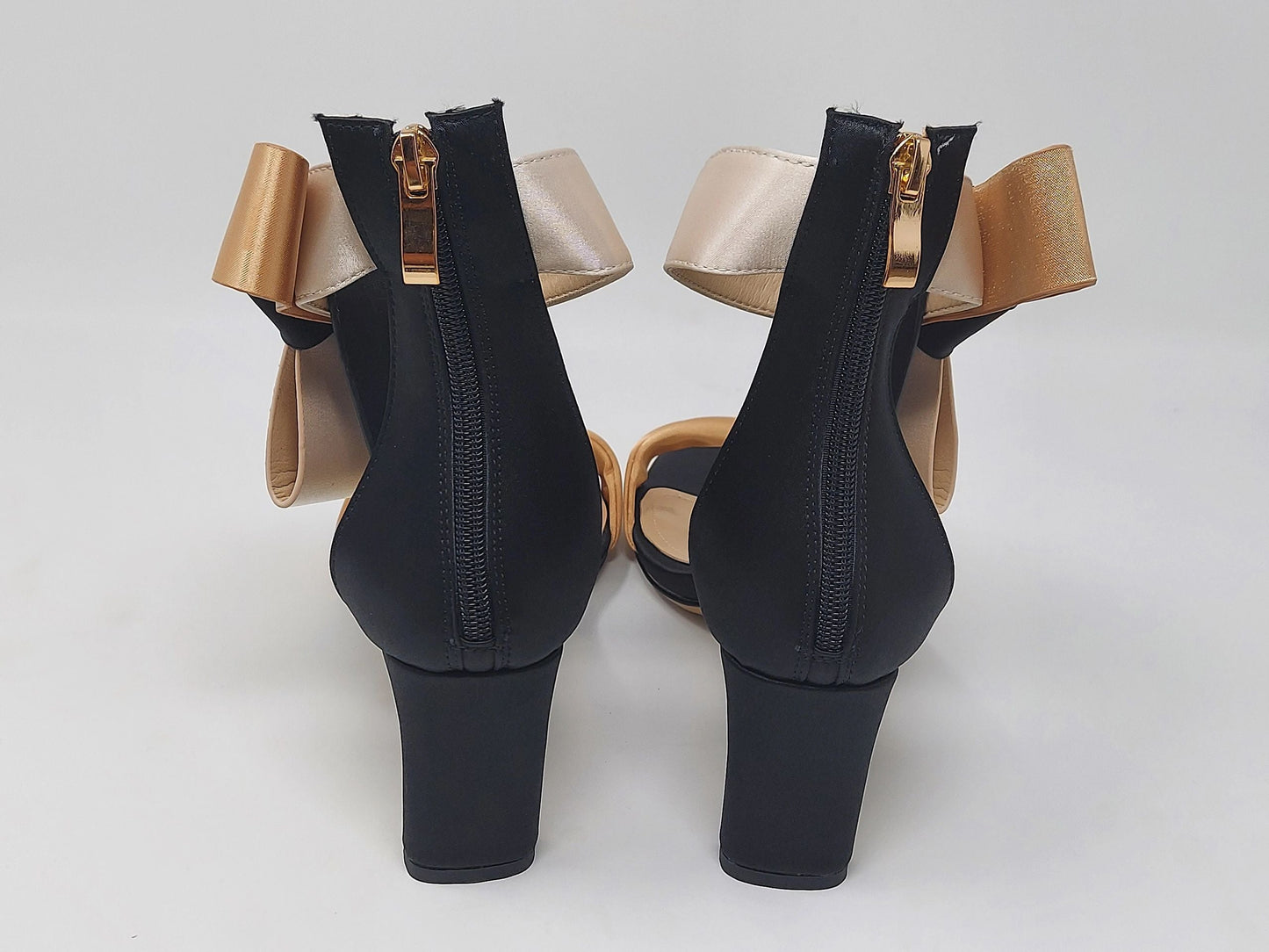 Zara Bow Sandals - Gold/Black/Pewter