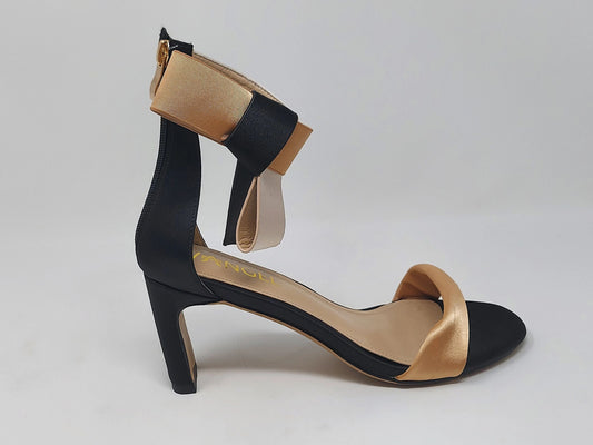Zara Bow Sandals - Gold/Black/Pewter