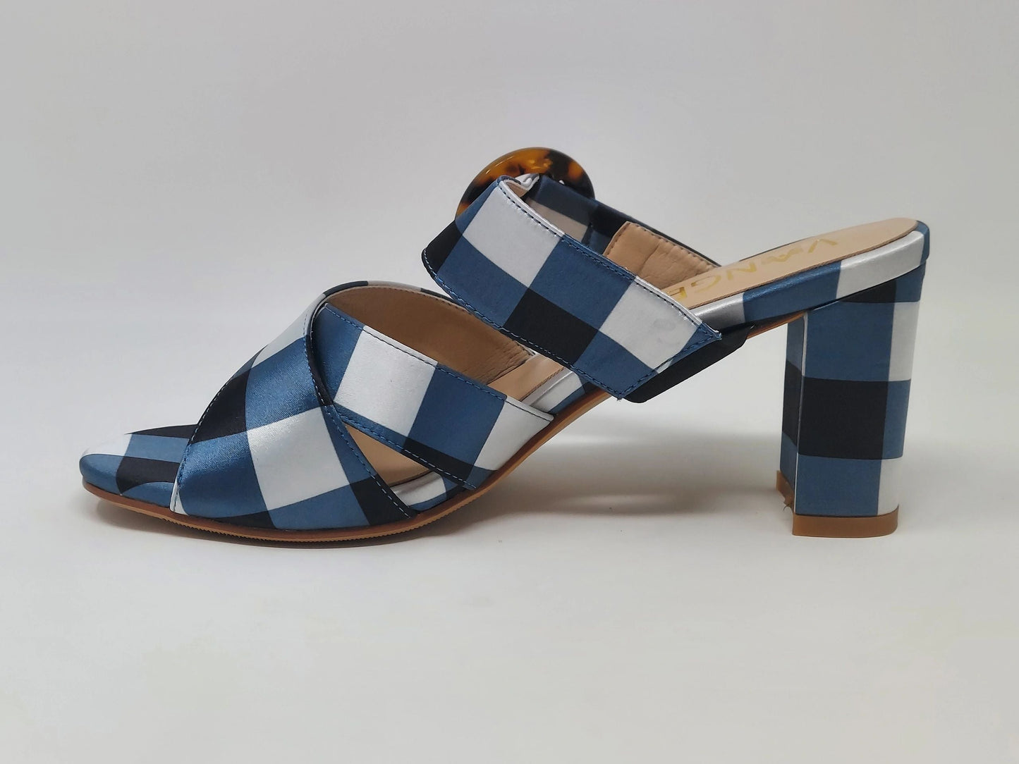 Nachi Strapped Mules - White/Black/Blue