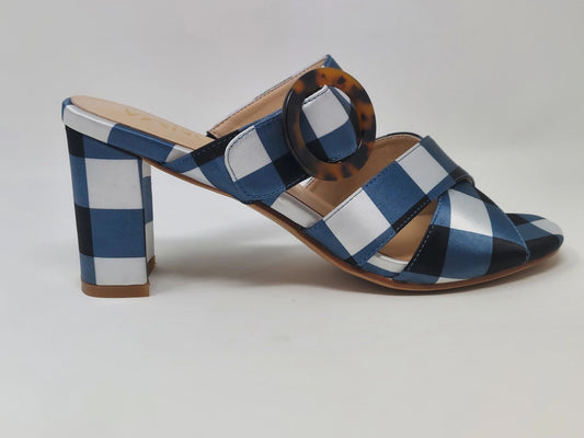 Nachi Strapped Mules - White/Black/Blue