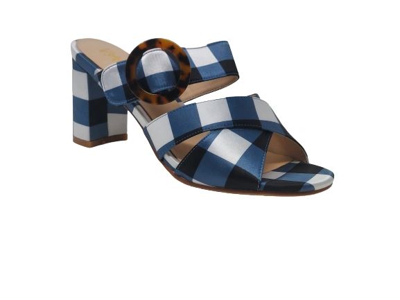 Nachi Strapped Mules - White/Black/Blue