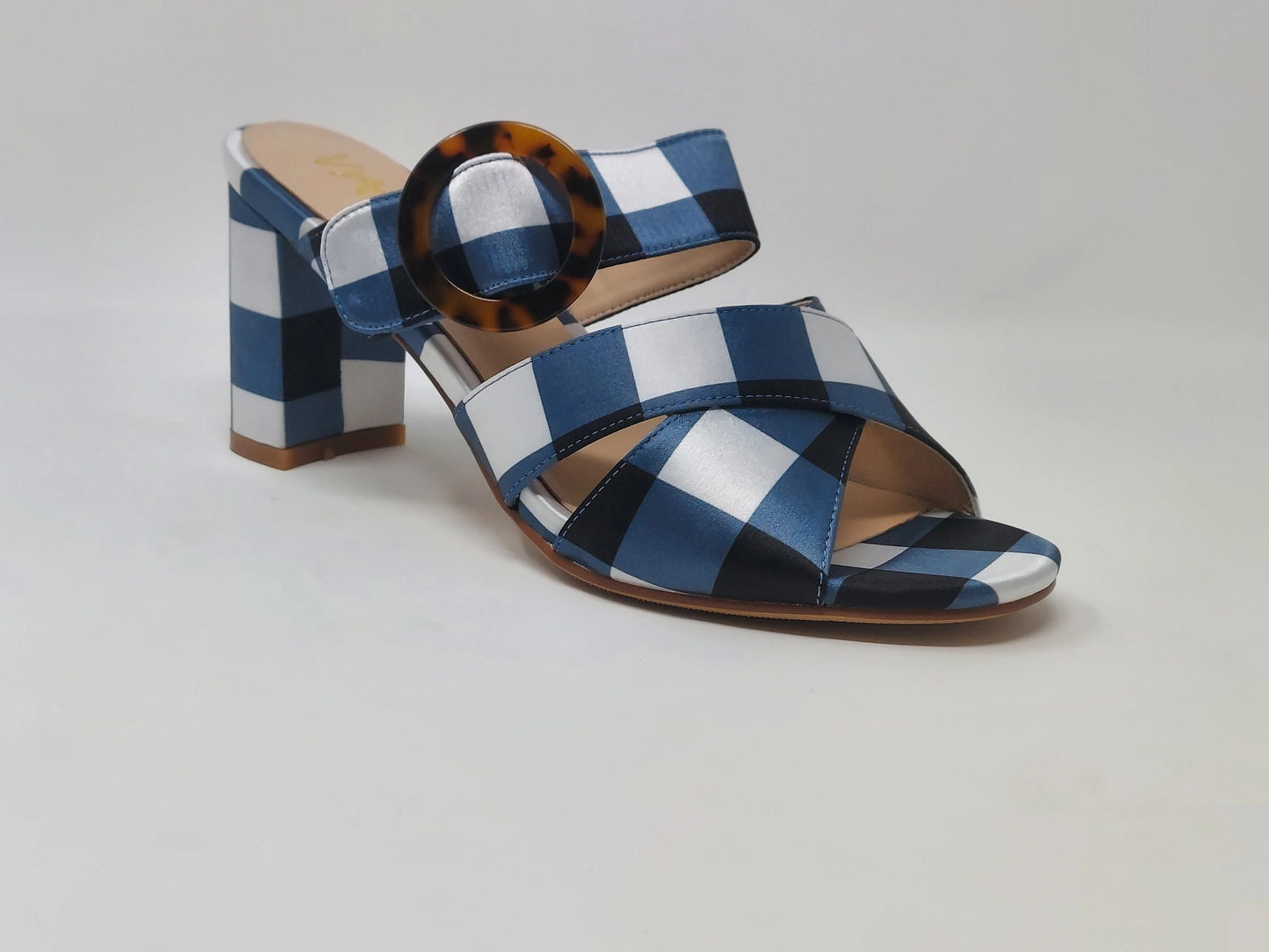Nachi Strapped Mules - White/Black/Blue