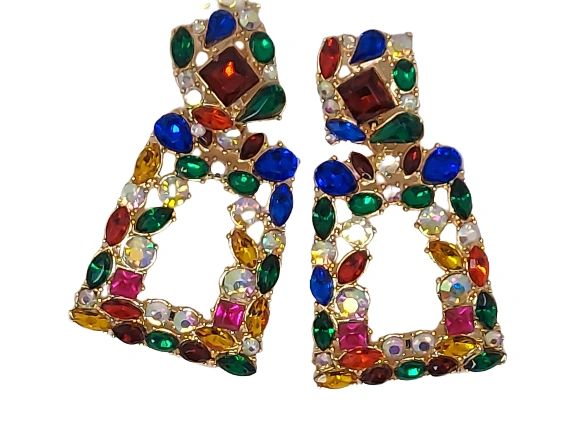 Vintage Geometric Rhinestone Earrings