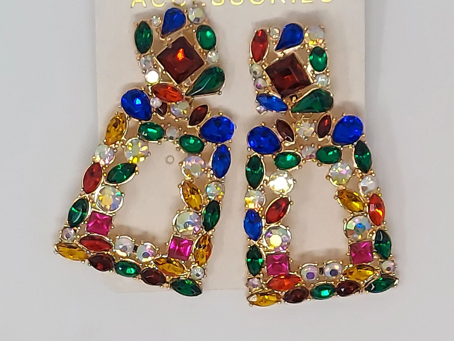 Vintage Geometric Rhinestone Earrings