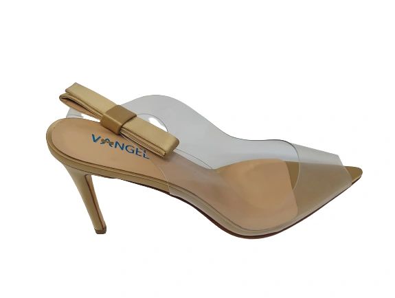 Vangel Clear Peep Toe Pumps - Gold