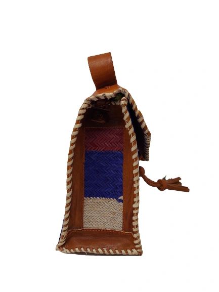Vangel Rectangular Raffia Bags - Purple/Pink/Green