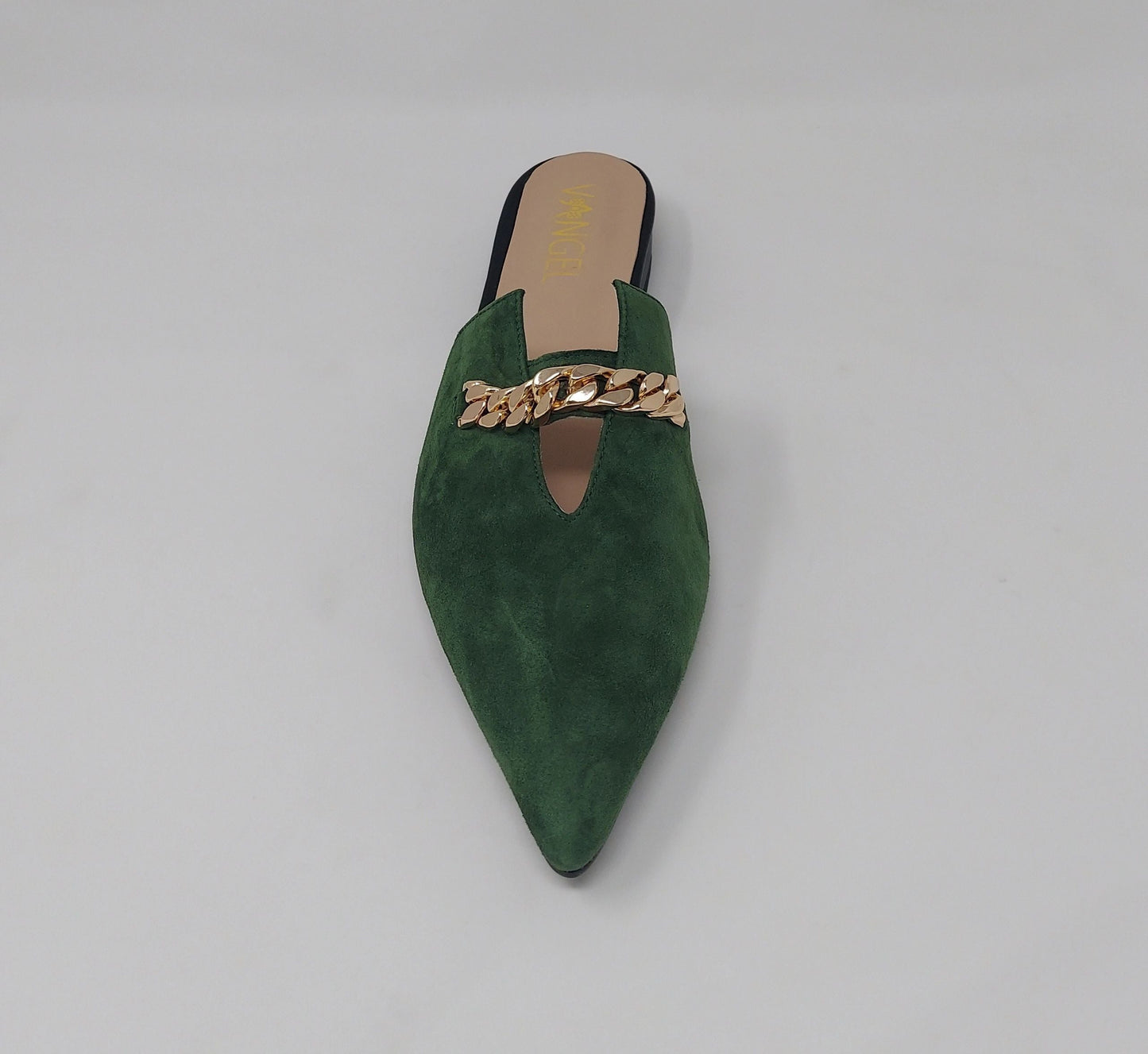Zoey Pointed Toe Flat Mules - Green