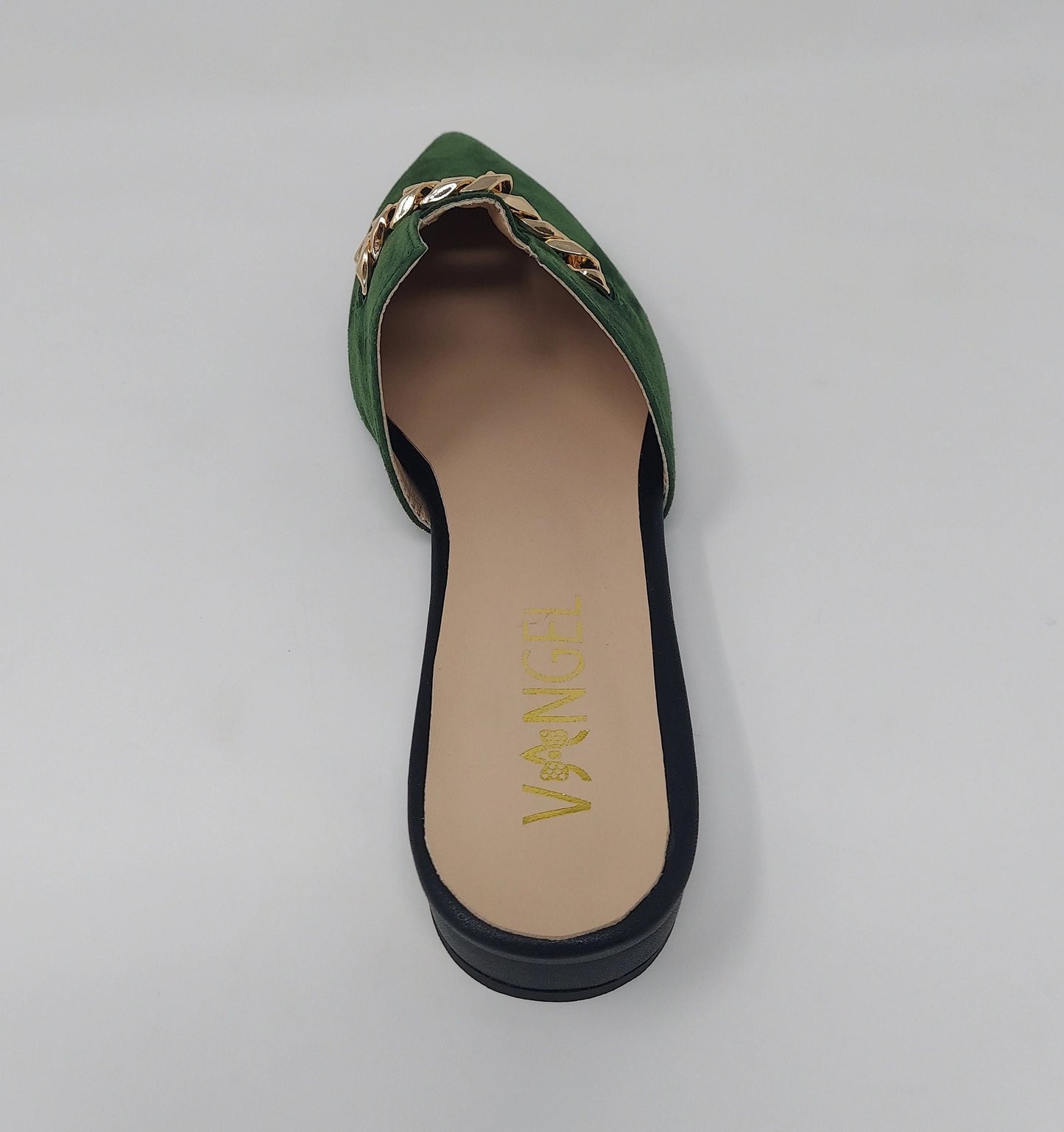 Zoey Pointed Toe Flat Mules - Green