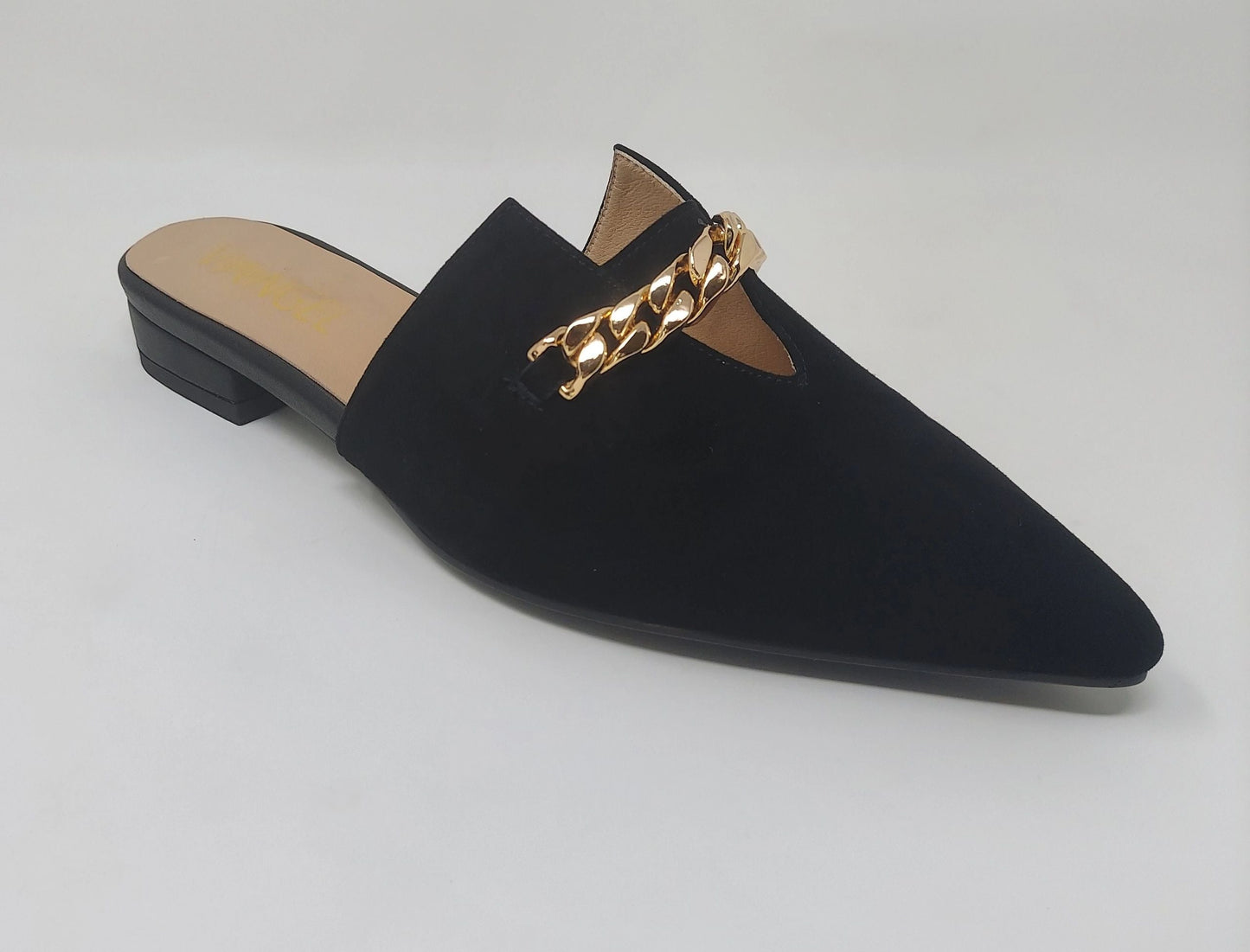 Zoey Pointed Toe Flat Mules - Black