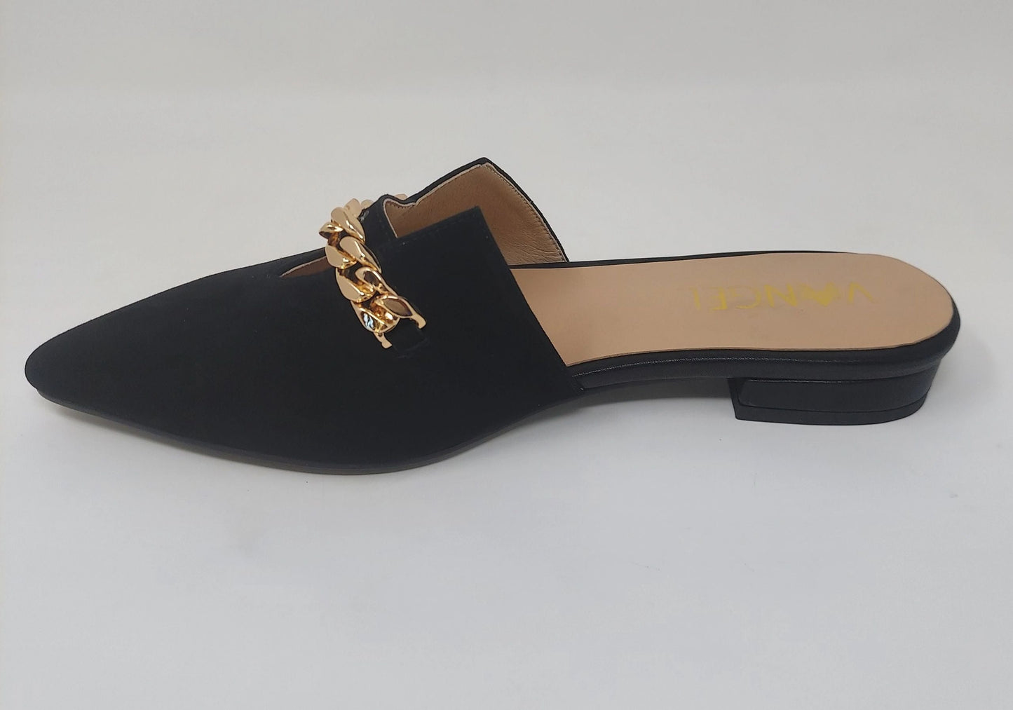 Zoey Pointed Toe Flat Mules - Black