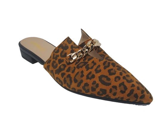 Zoey Pointed Toe Flat Mules - Leopard
