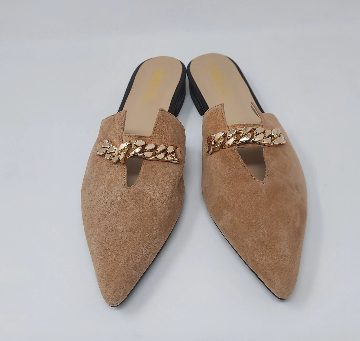 Zoey Pointed Toe Flat Mules - Tan