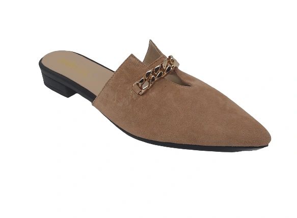 Zoey Pointed Toe Flat Mules - Tan