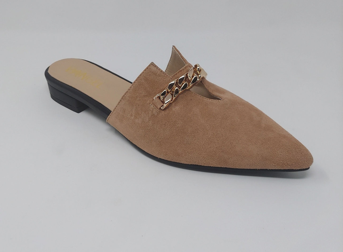 Zoey Pointed Toe Flat Mules - Tan