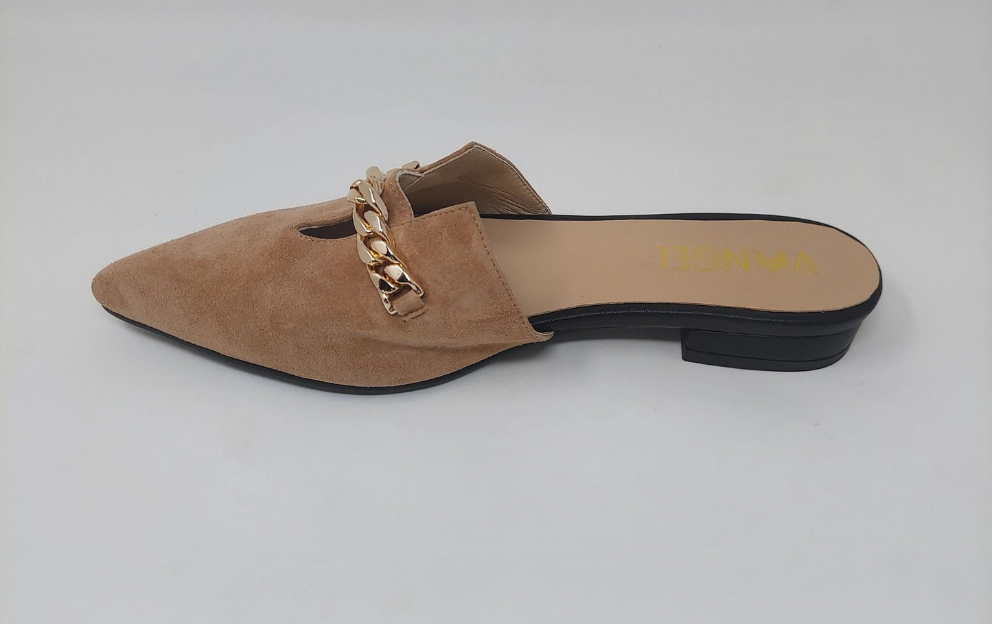 Zoey Pointed Toe Flat Mules - Tan