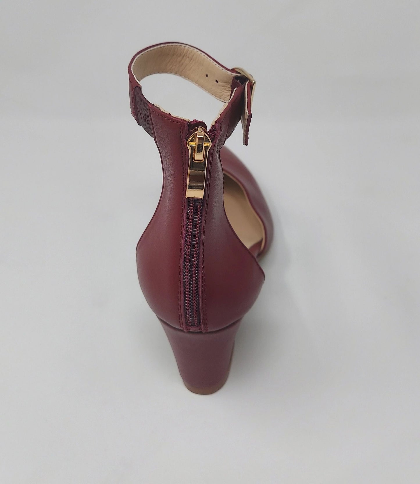 Leila Slanted Closed Toe Wedge - Burgundy