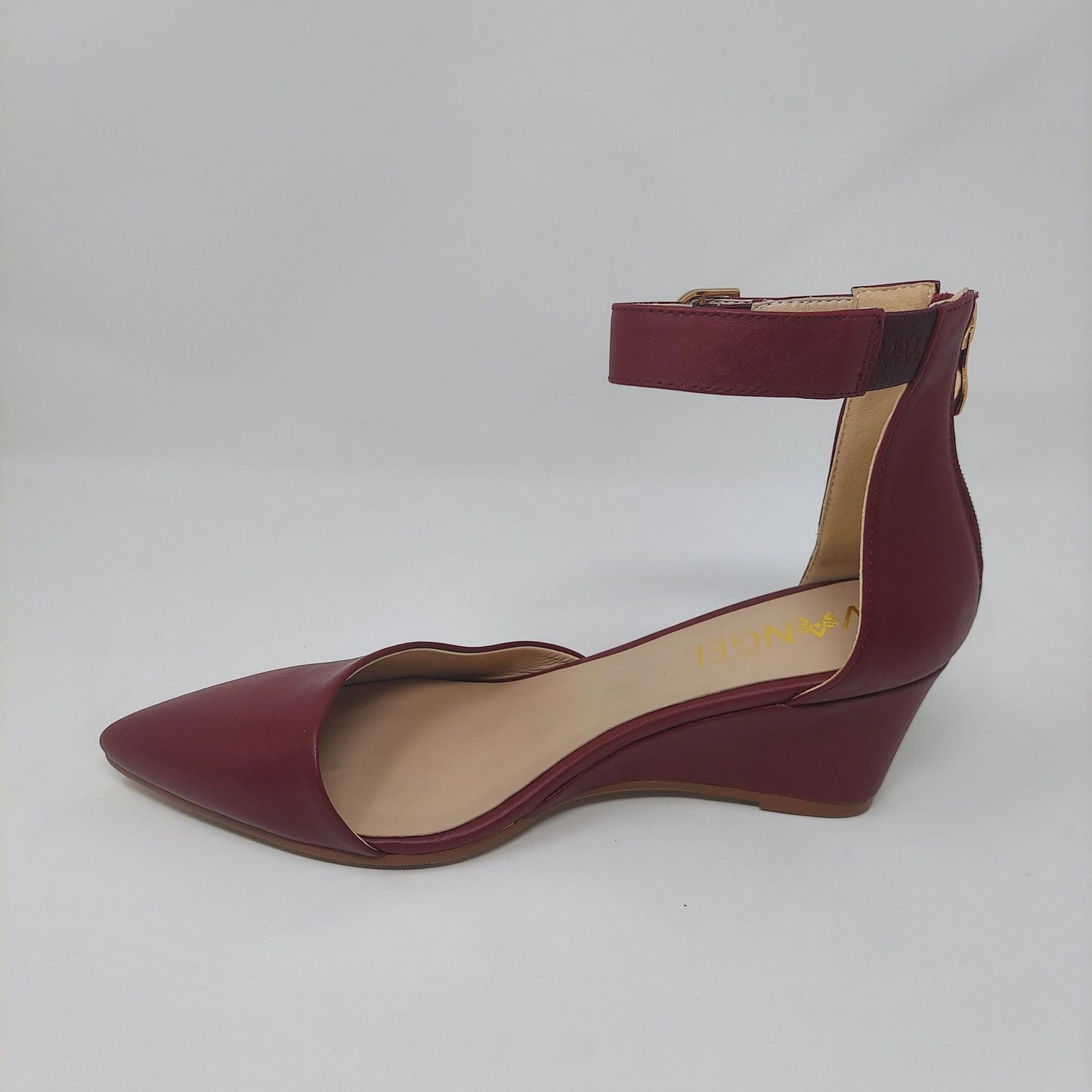 Leila Slanted Closed Toe Wedge - Burgundy
