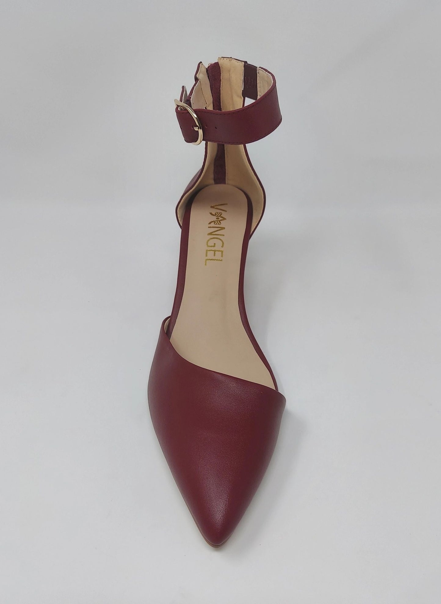 Leila Slanted Closed Toe Wedge - Burgundy