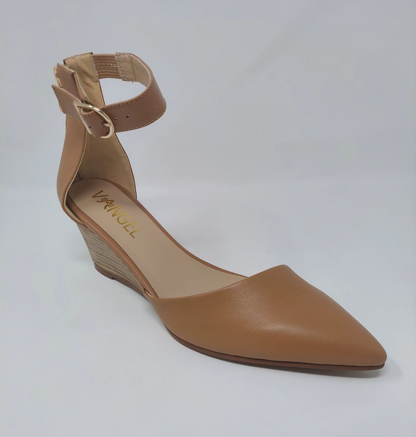 Leila Slanted Closed Toe Wedge - Tan