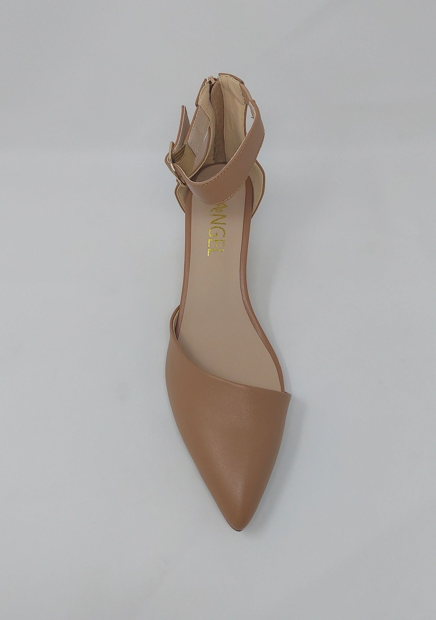 Leila Slanted Closed Toe Wedge - Tan