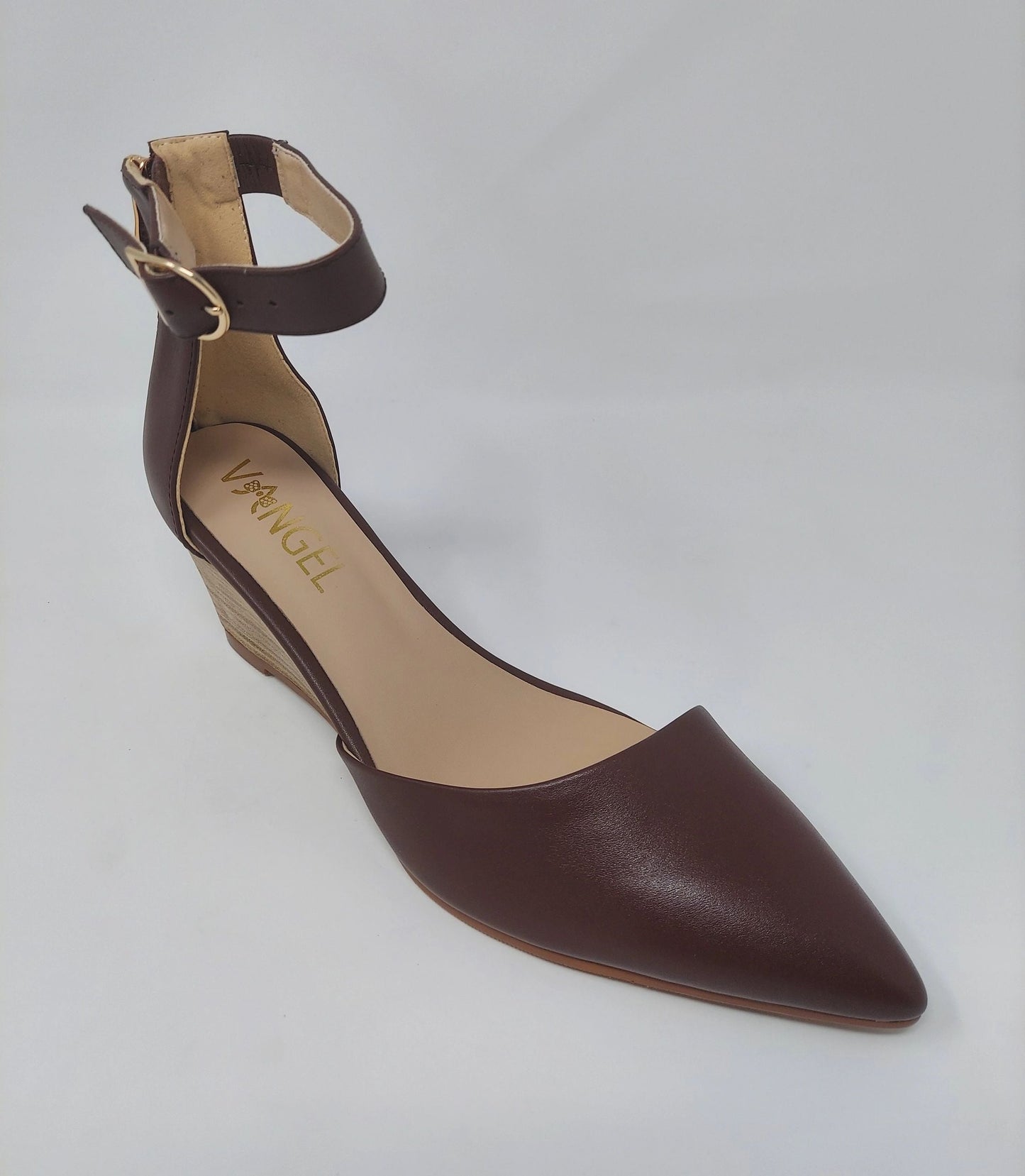 Leila Slanted Closed Toe Wedge - Chocolate Brown