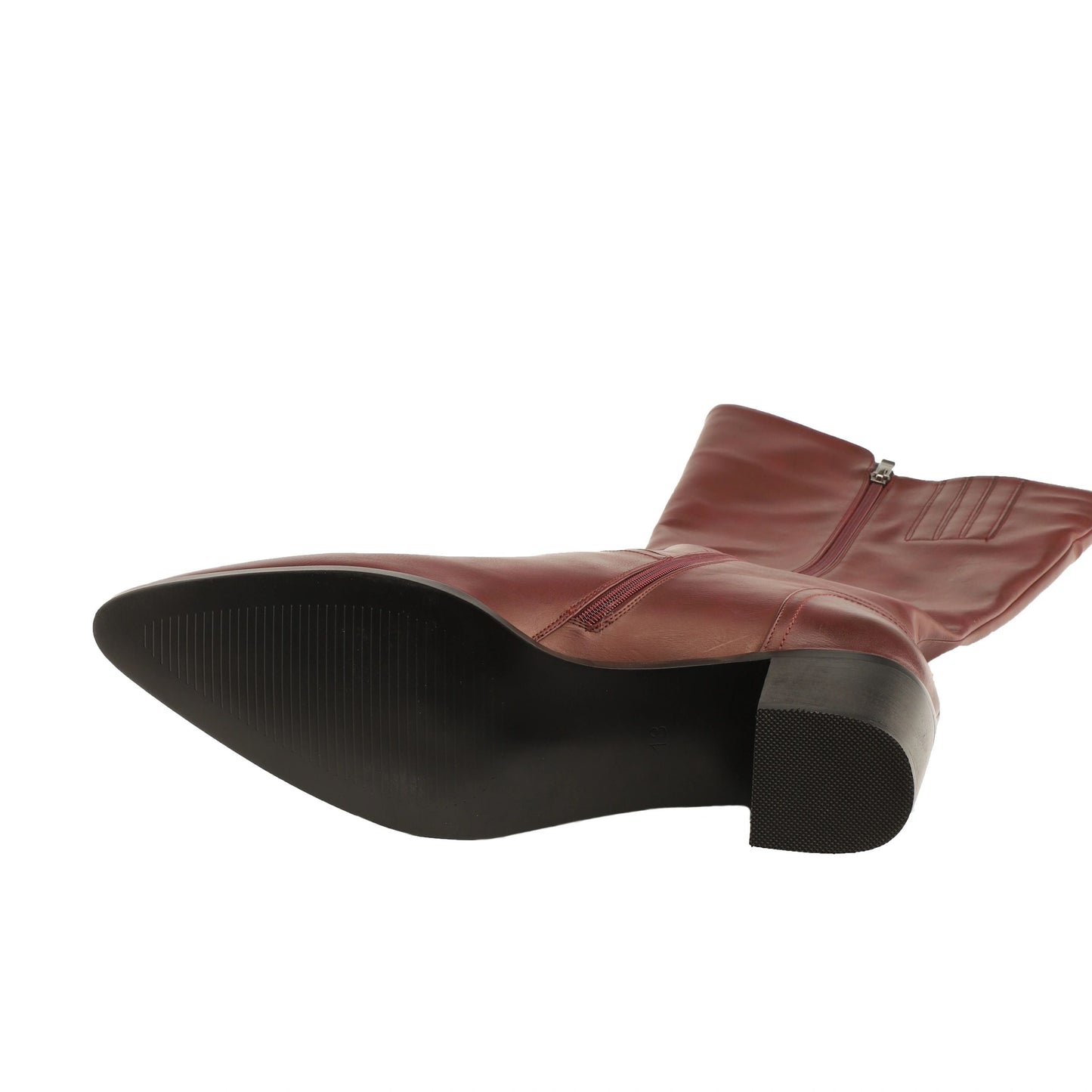 Vangel Pointed Toe Calf High Boots-Maroon
