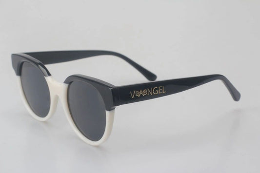 Oval Sunglasses With Patchwork-Black/White