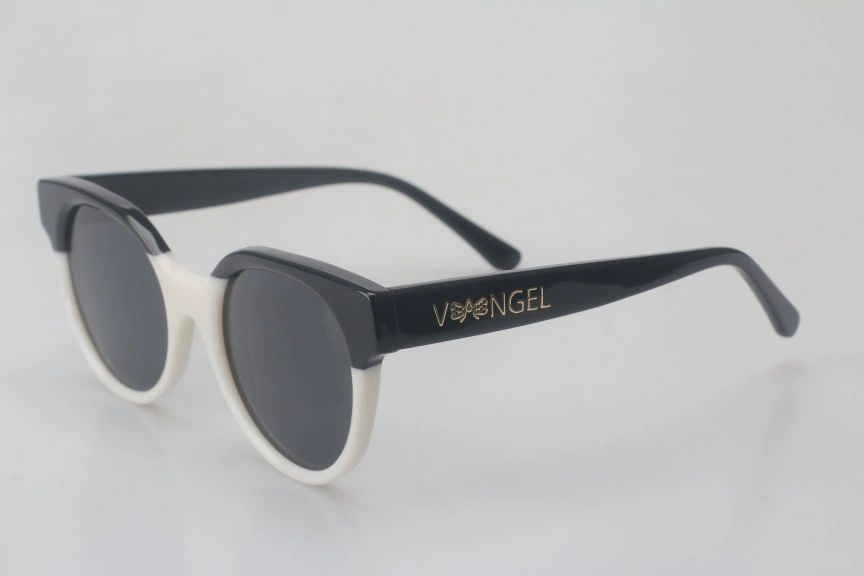 Oval Sunglasses With Patchwork-Black/White