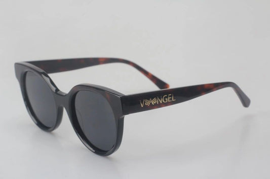 Oval Sunglasses With Patchwork-Dark Brown Tortoiseshell