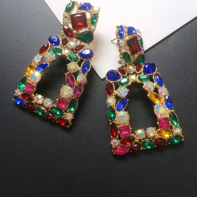 Vintage Geometric Rhinestone Earrings