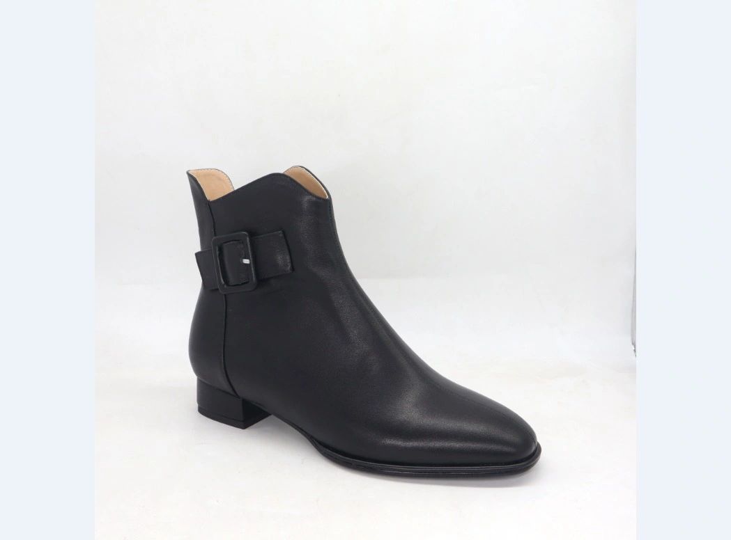 Vangel Buckle Square Heel Ankle Boots - Black