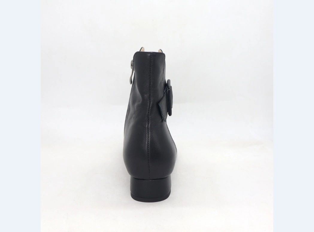 Vangel Buckle Square Heel Ankle Boots - Black