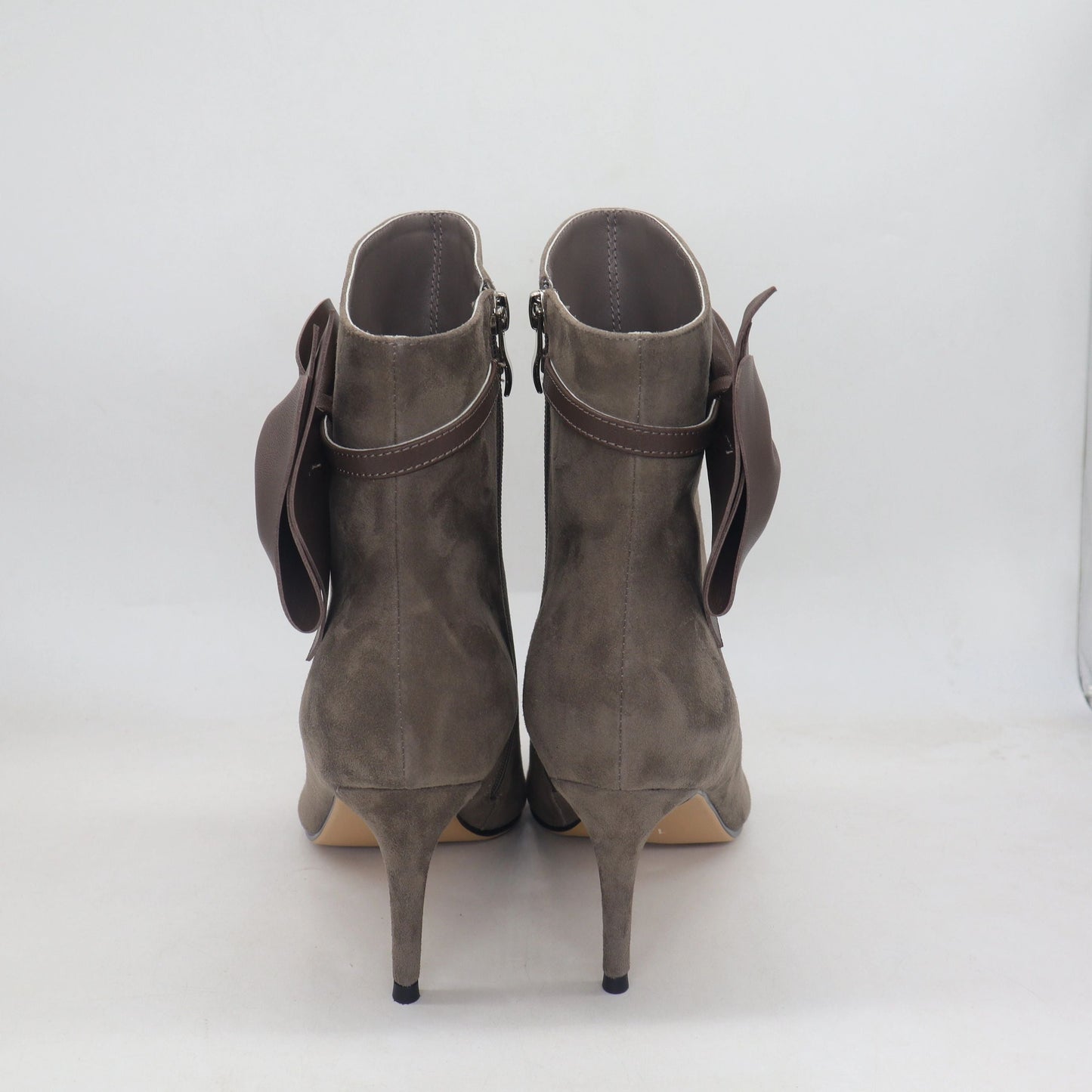 Vangel Bow Ankle Booties - Taupe