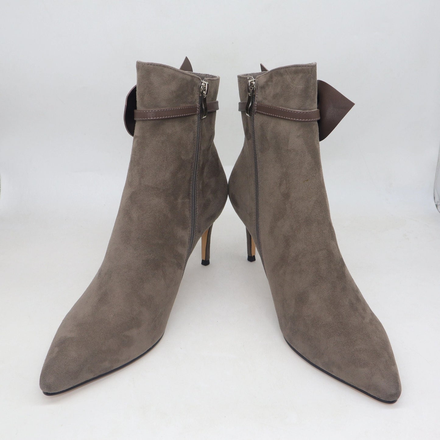 Vangel Bow Ankle Booties - Taupe