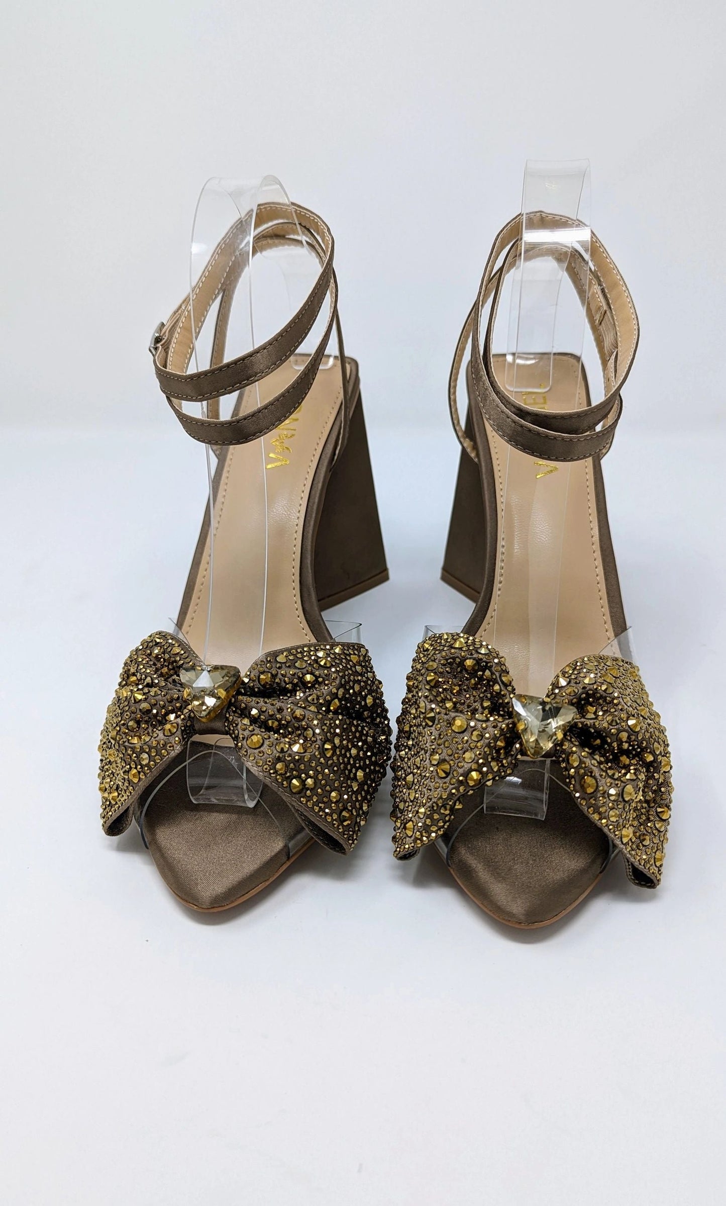 Anya Sparkly Bow Sandals - Brown