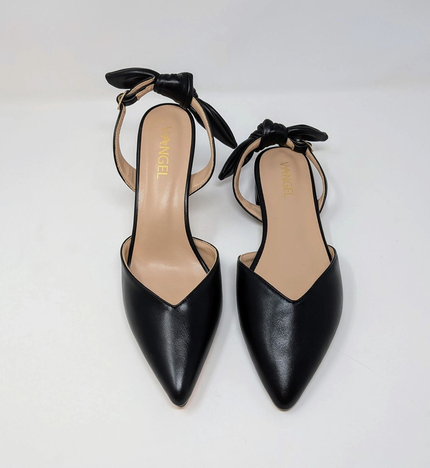 Ada Slingback Flat Pumps - Black Leather