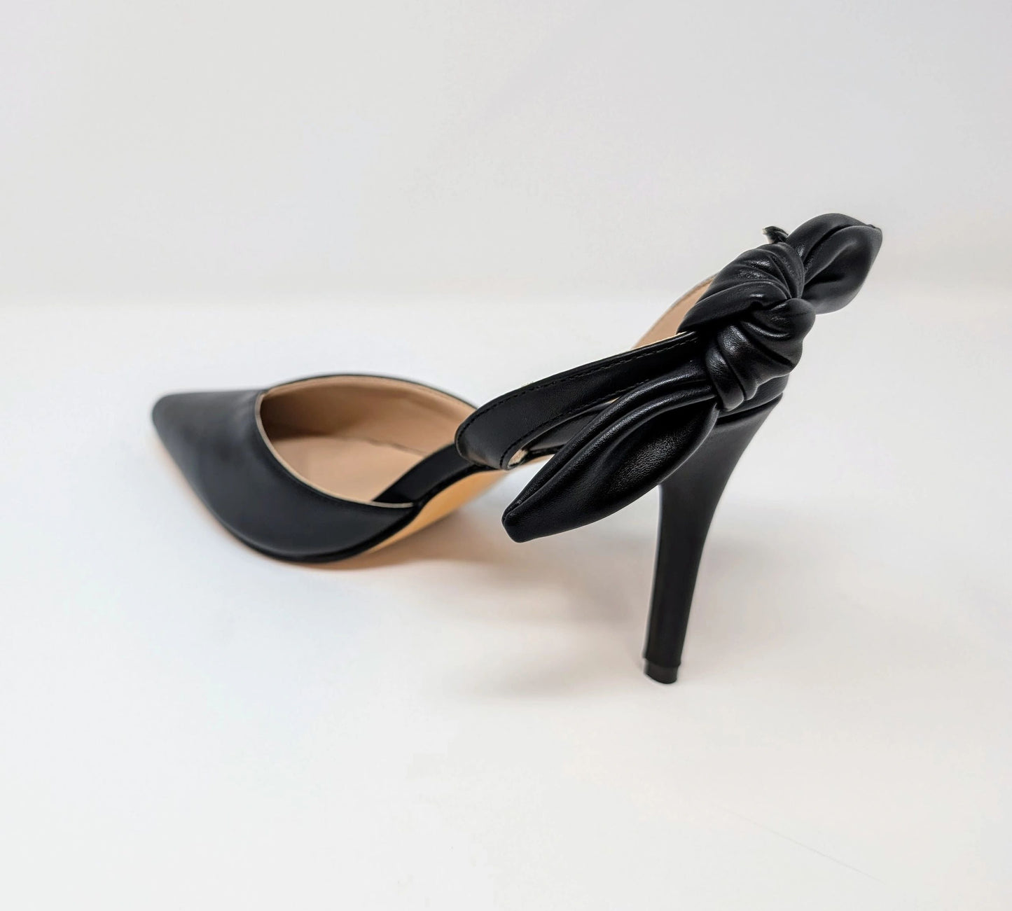 Ada Slingback High Heel Pumps - Black Leather