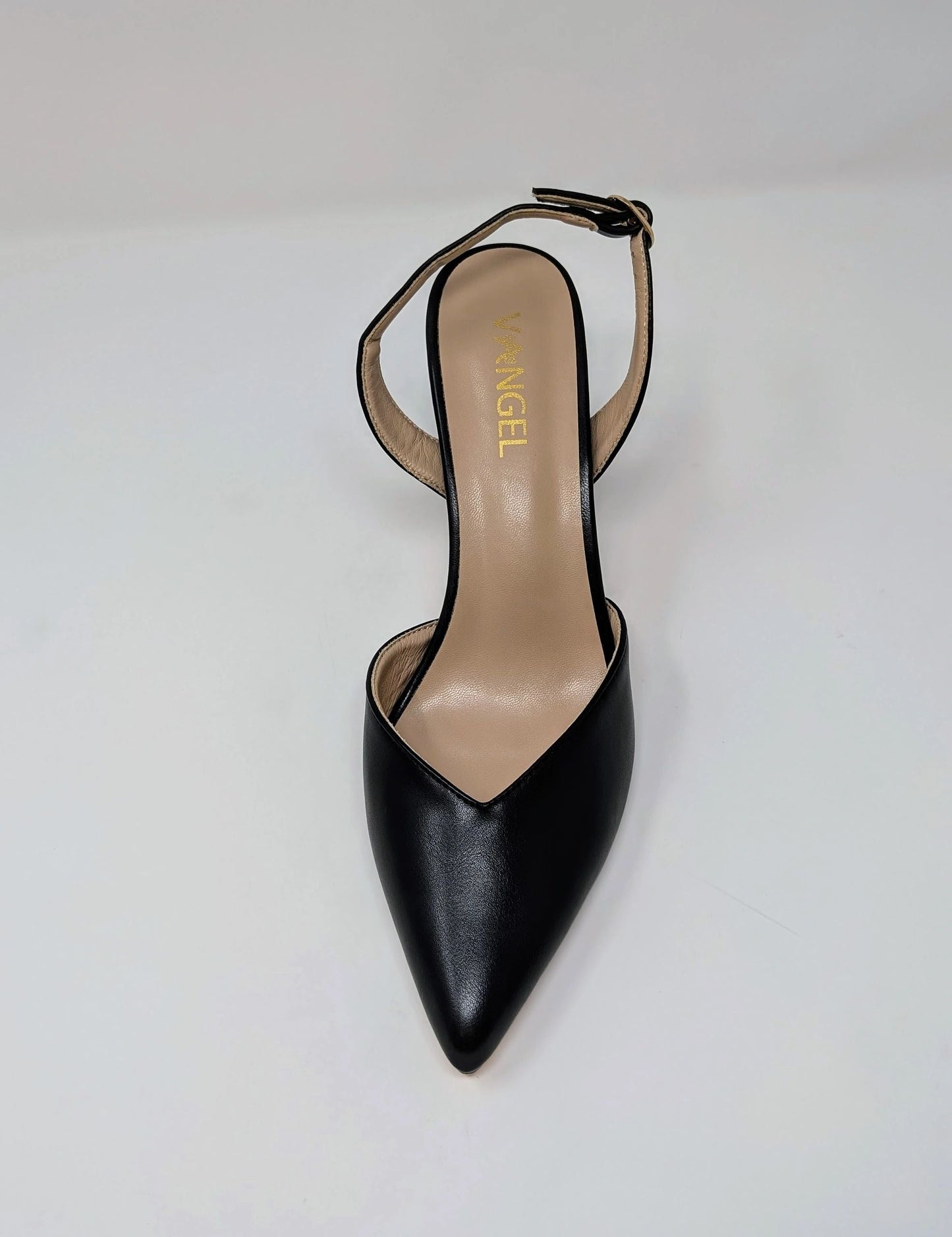 Ada Slingback High Heel Pumps - Black Leather