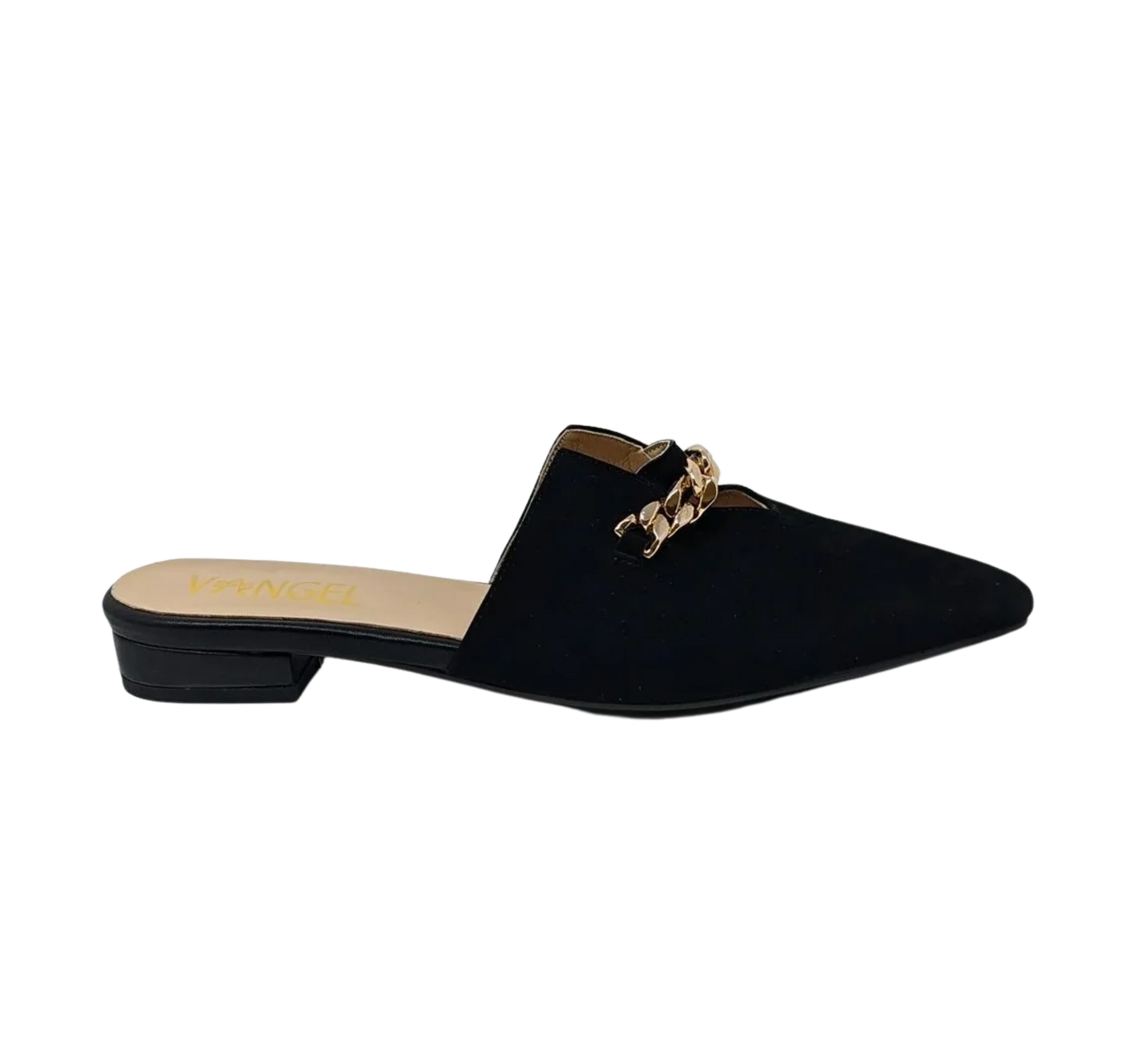 Zoey Pointed Toe Flat Mules - Black