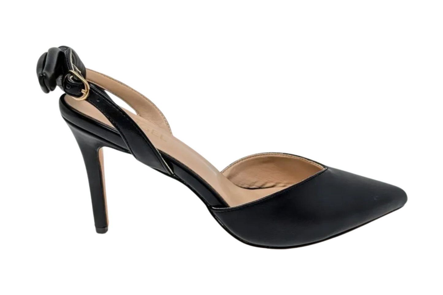 Ada Slingback High Heel Pumps - Black Leather