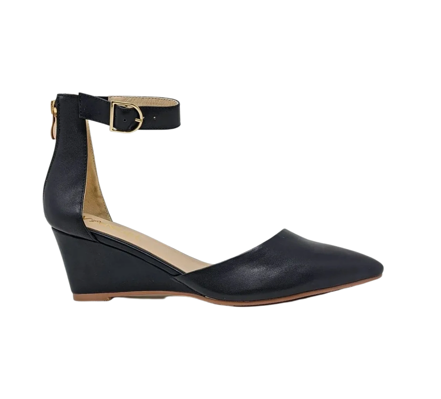 Leila Slanted Closed Toe Wedge - Black