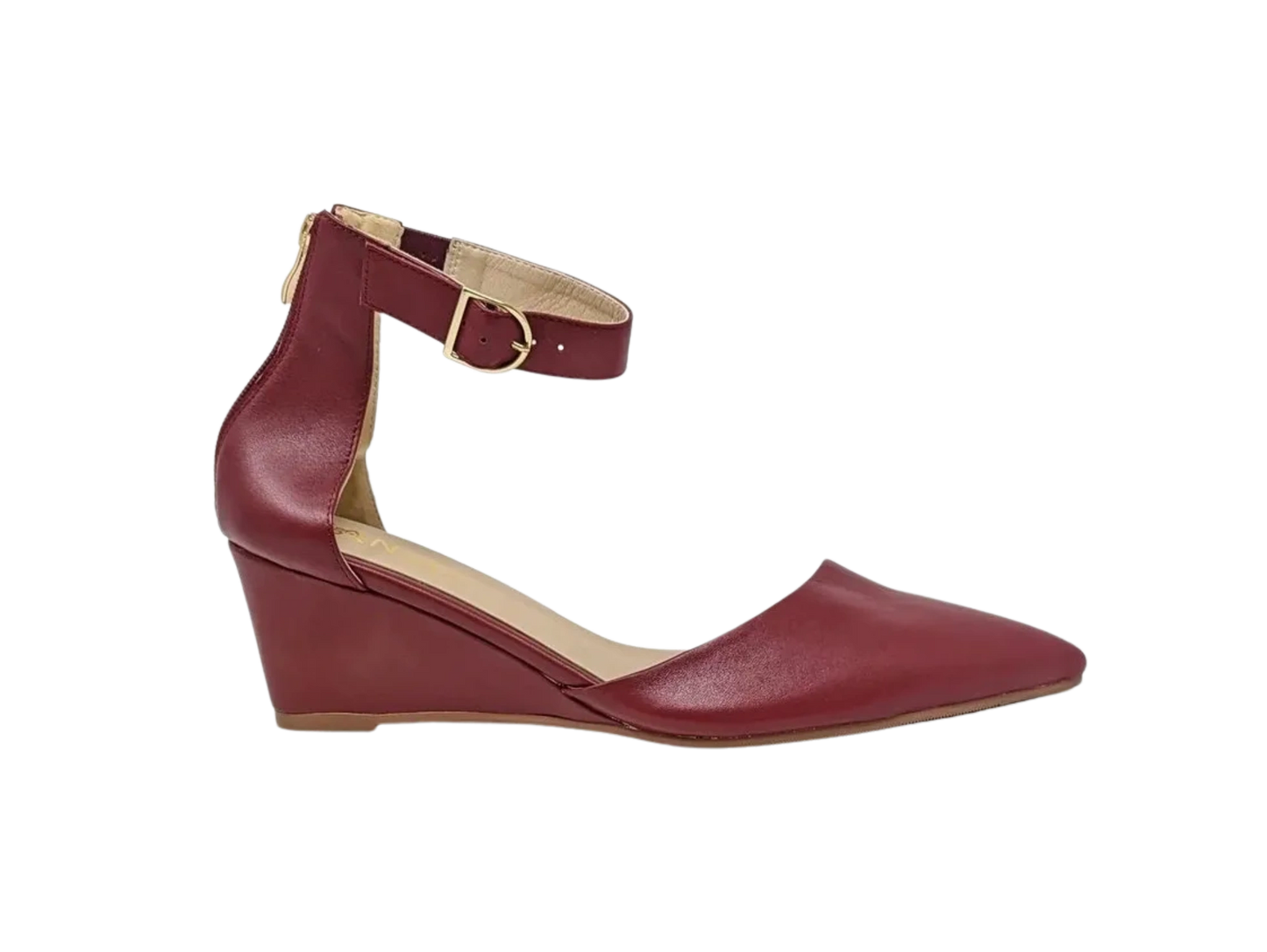 Leila Slanted Closed Toe Wedge - Burgundy