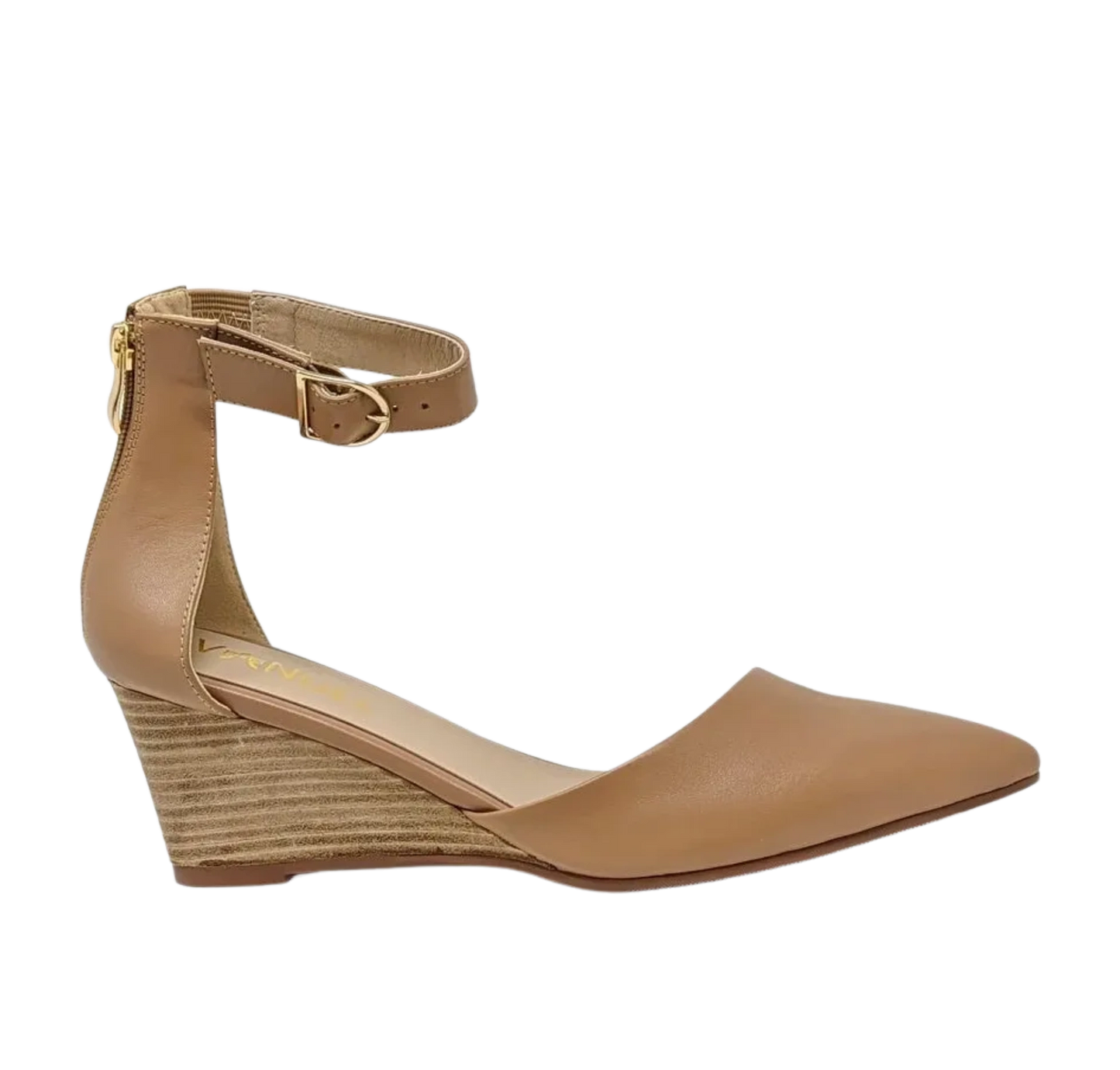 Leila Slanted Closed Toe Wedge - Tan