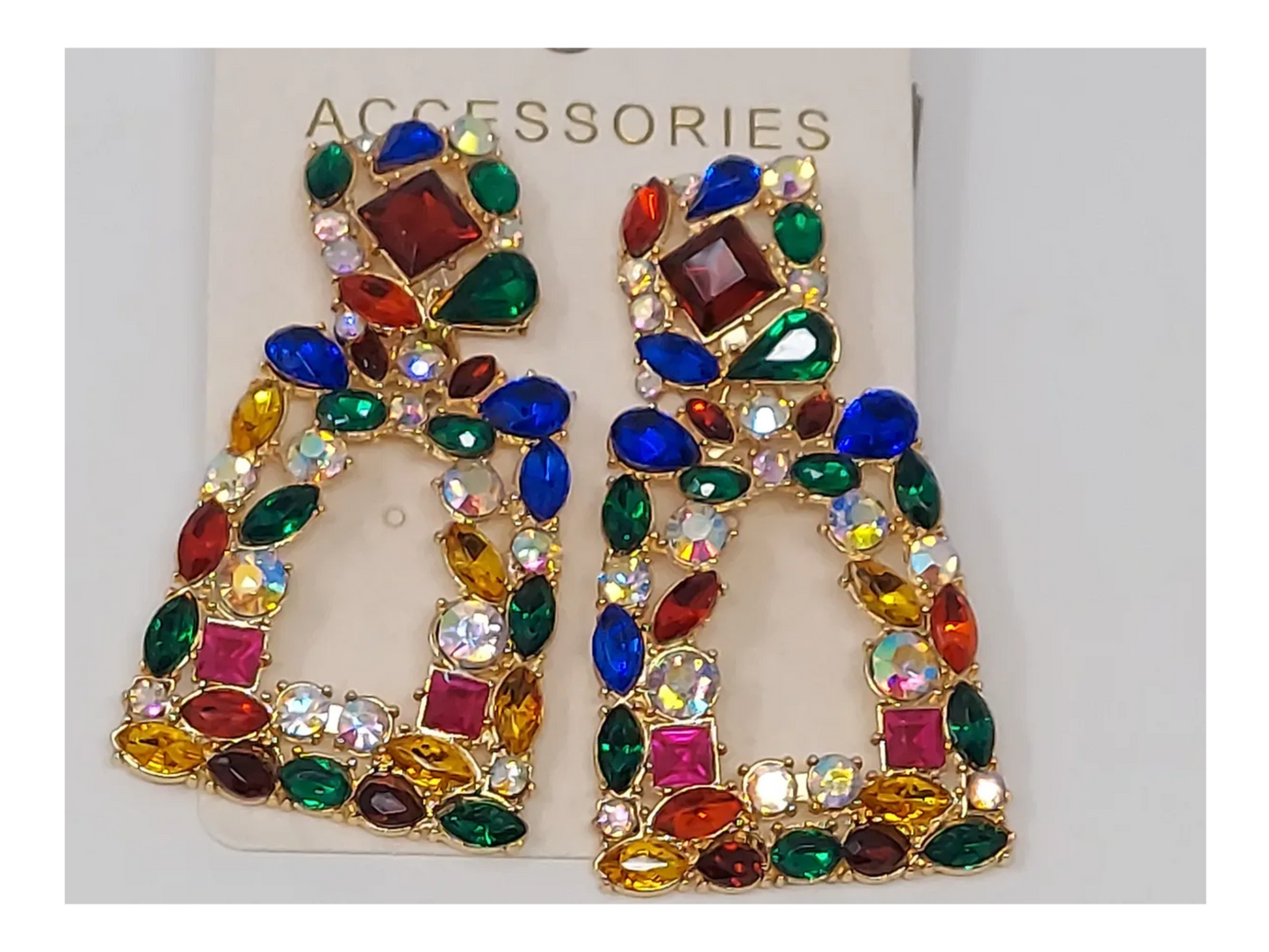 Vintage Geometric Rhinestone Earrings