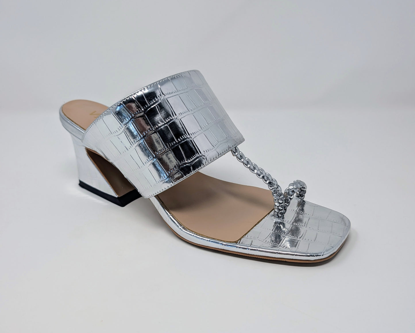 Zaynab Toe Ring T-Strap Mules- Silver