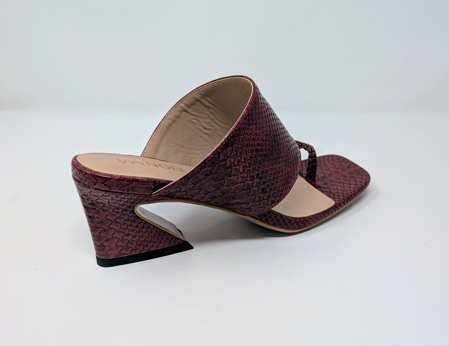 Zaynab Toe Ring T-Strap Mules- Burgundy