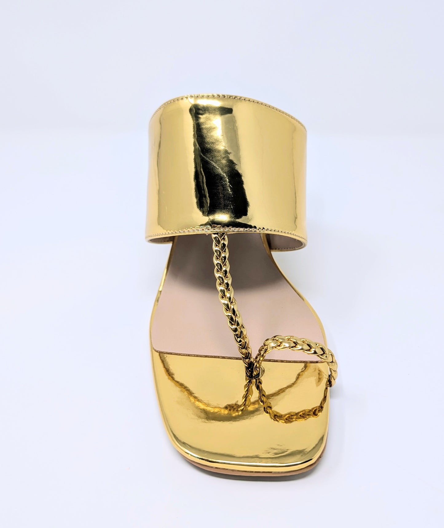 Zaynab Toe Ring T-Strap Mules- Gold